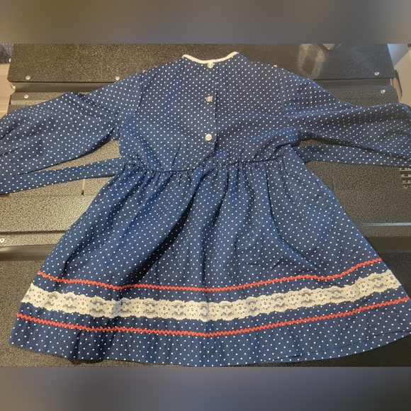 Vintage Carol Evans Jcpenney Blue/White Flower Cottage Lace Accent SZ 6X Dress - Picture 4 of 15